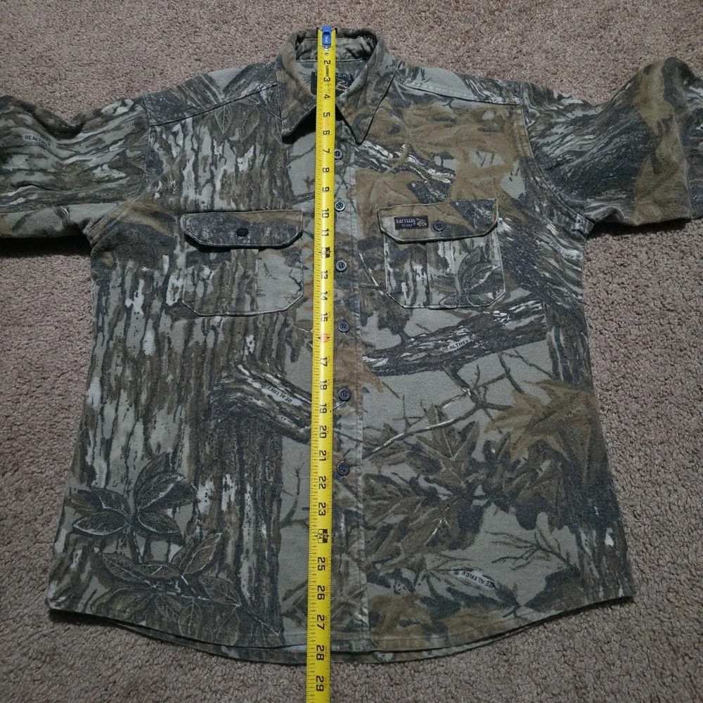 Vintage Rattlers Brand Realtree Camo Button Up Flannel Heavy Shirt Mens Small - Picture 8 of 9